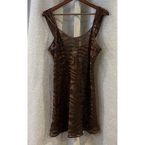 Vintage California Miss Zebra Print Nightie Brown Size Medium